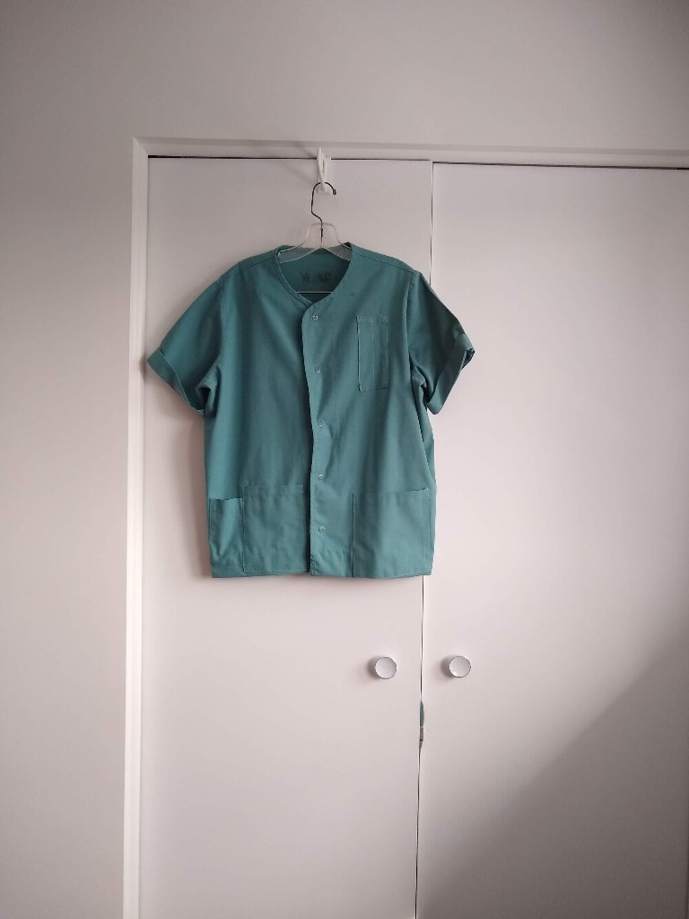 hand made snap button scrub top
